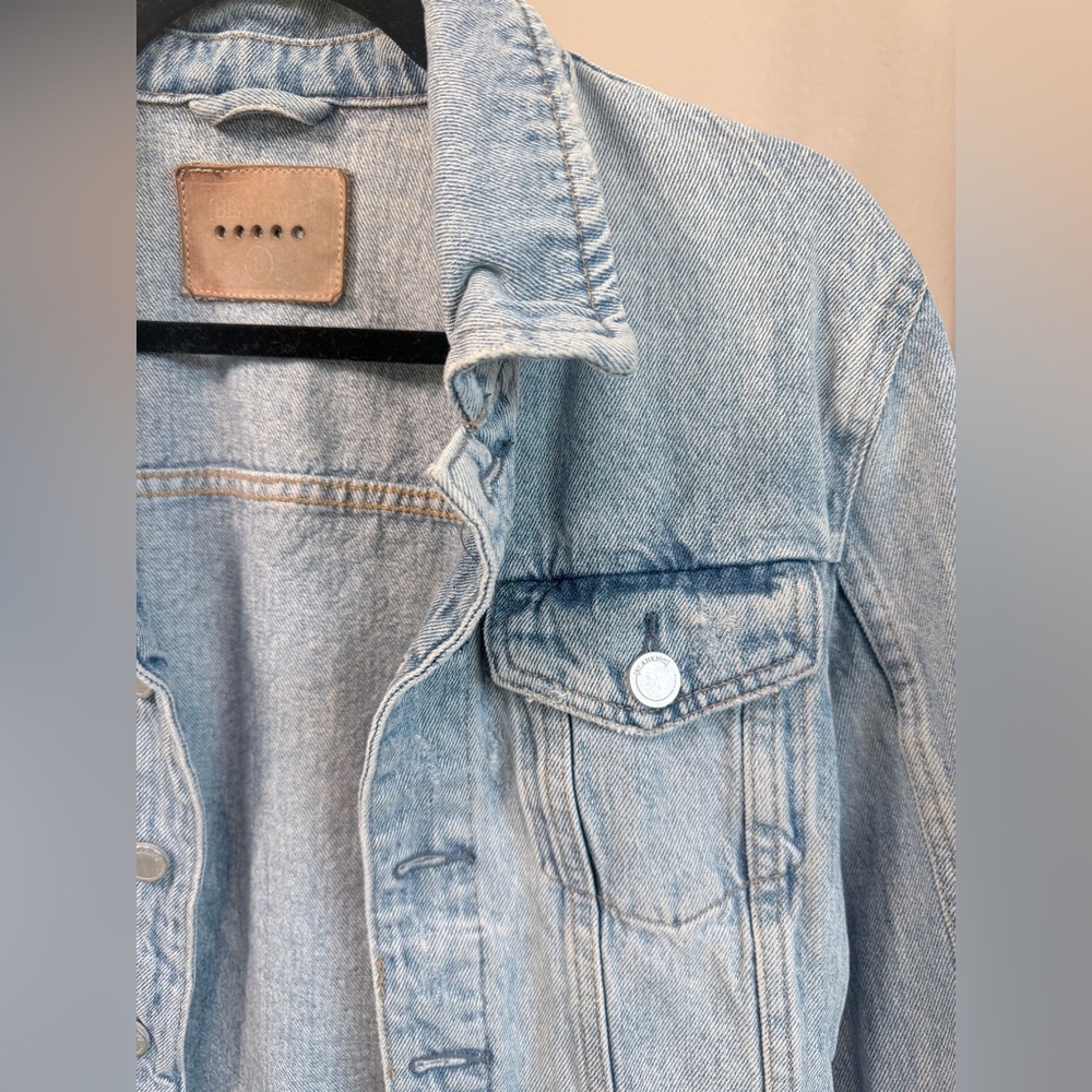 Blank NYC Light Blue Distressed Denim Jacket - Size Large - Picture 5 of 12